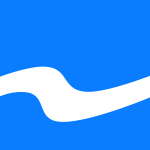 抽象符号-蓝色的正方形与白色的波浪横跨正方形