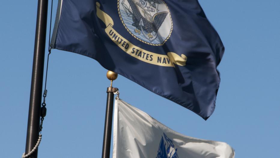 Flags for the United States Navy and the United States Army