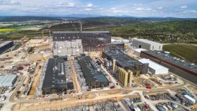 Aerial view of a facility under construction