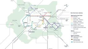 Route map of West Yorkshire mass transit lines