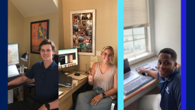 Collage graphic of three interns