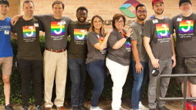 Jacobs team in pride apparel