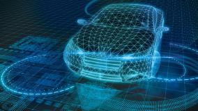Stock image depicting a hologram of a vehicle