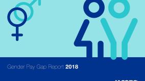 Cover of 2018 gender pay gap report - line drawing of man and woman