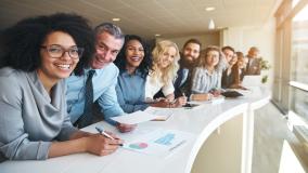 Diverse group of smiling business people