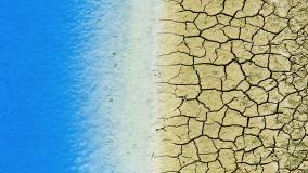 Arial view of desert meeting ocean