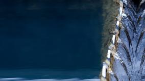 Water flowing over edge