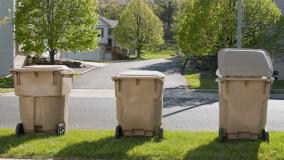 Recycling bins at the street