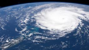 Hurricane from aerial view of earth, courtesy of NASA