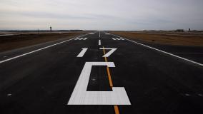 Aviation runway that says 17C in white paint