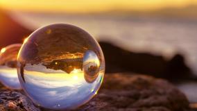 Sunset through a clear globe