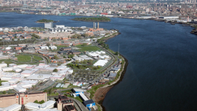 Aerial view of Rikers Island