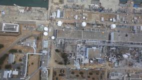Aerial view of Fukushima Daiichi nuclear power plant in Japan