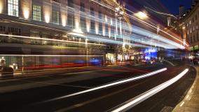 Urban street with fast traffic