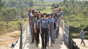 B2P team standing on the Kibiraro bridge