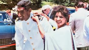 Bob Pragada and his mother during his U.S. Navy service