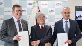 Pictured at the contract signing ceremony are (left to right): Cavendish Nuclear Managing Director Mick Gornall; Japan Atomic Energy Agency President Koguchi Masanori; and Jacobs Senior Project Manager Andy Cliffe.