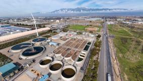 Aerial view of a water treatment facility 