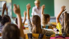 Stock image of children in classroom