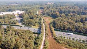 Aerial of a wildlife crossing