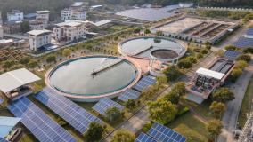 Aerial photos of the whole solar sewage treatment plant