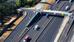 Aerial view of I-5 highway in Washington state, courtesy of Atkinson