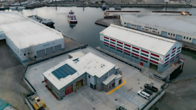 Aerial view of new fireboat station