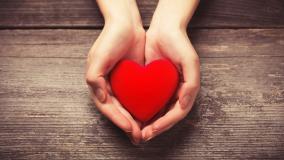 Female hands holding a red heart