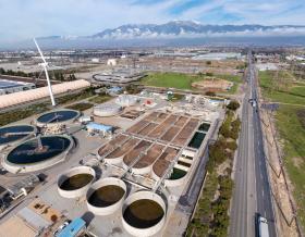 Aerial view of a water treatment facility 