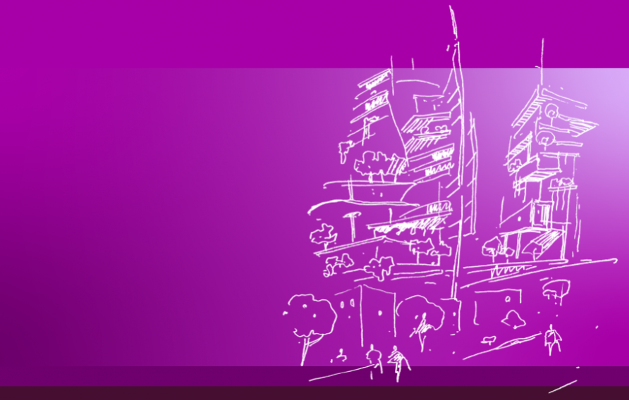 Line sketch of our environment on purple background