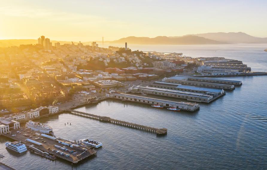 Aerial view of San Francisco port