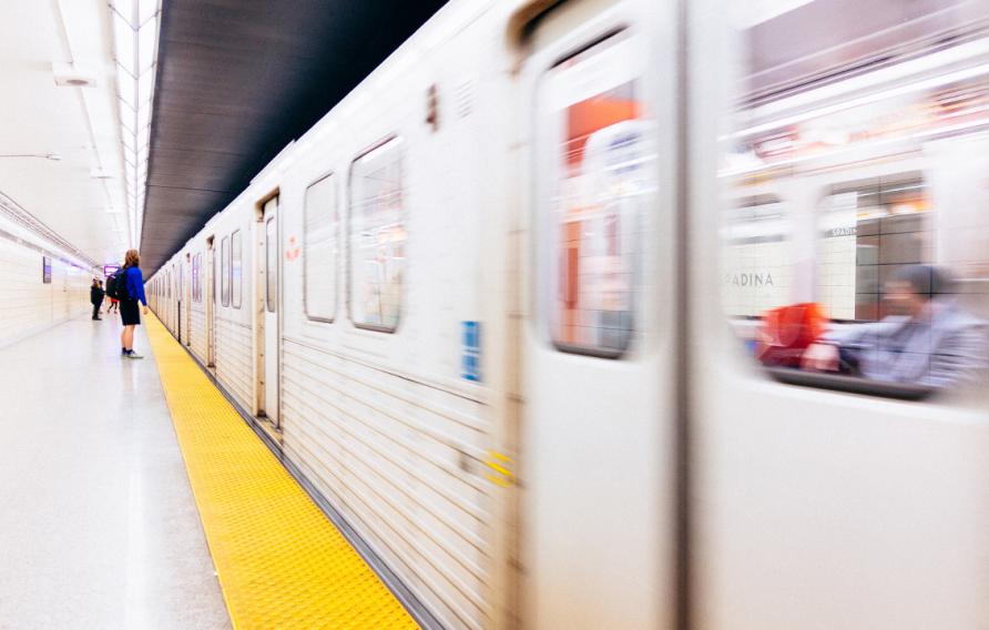 subway train pulling into station