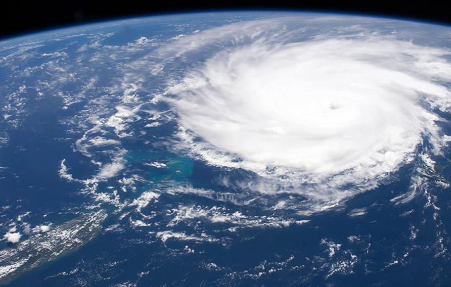 Hurricane from aerial view of earth, courtesy of NASA