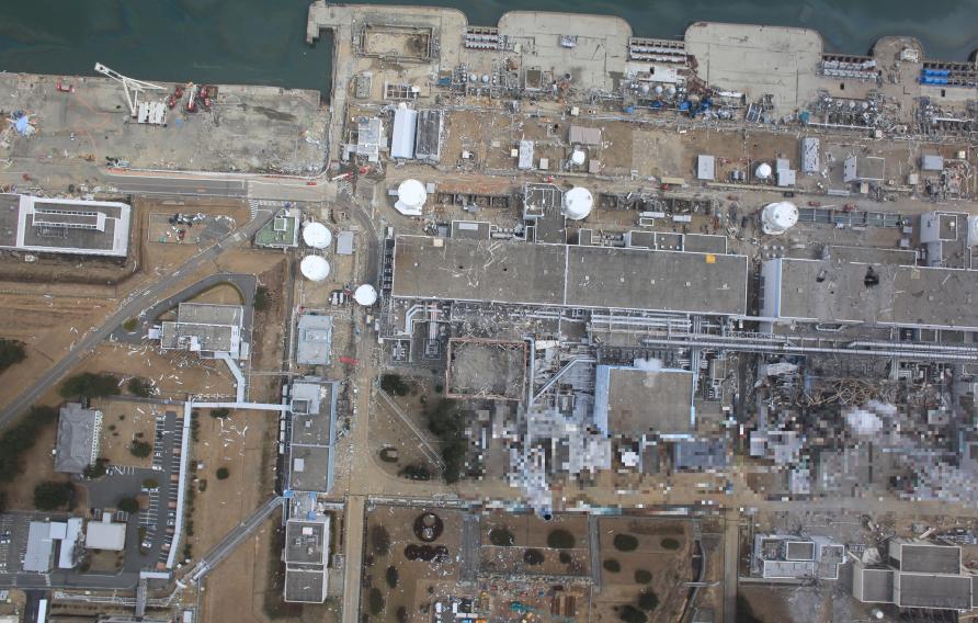 Aerial view of Fukushima Daiichi nuclear power plant in Japan