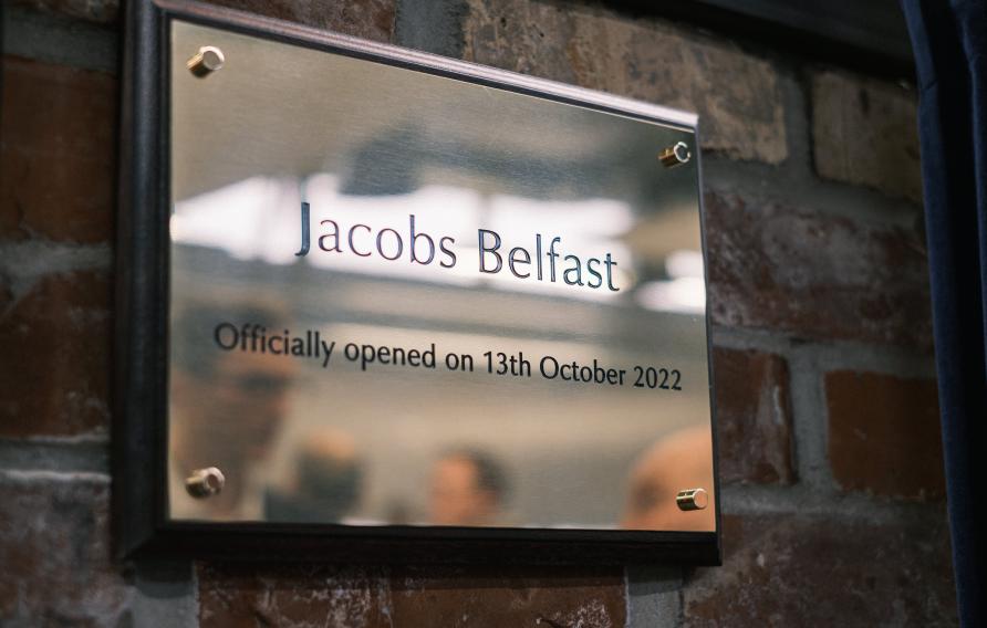 Plaque at Jacobs Belfast office