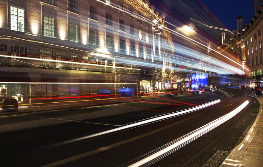 Urban street with fast traffic