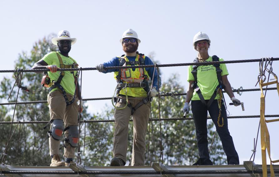 Team on the Kibiraro bridge during construction