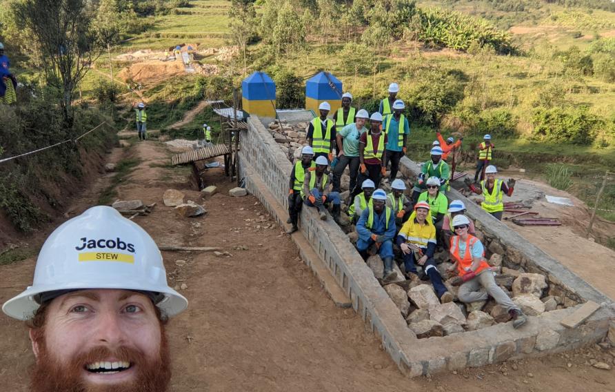Selfie of bridge construction in Kibiraro
