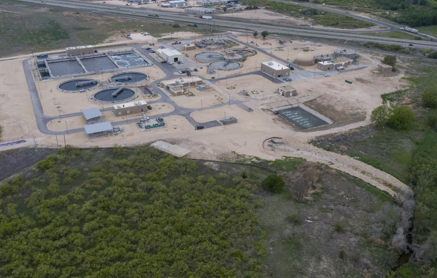 Aerial view of a water treatment facility 