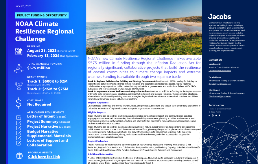 IRA NOAA Climate Resilience Regional Challenge Factsheet