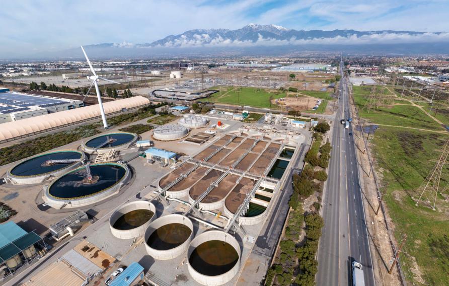 Aerial view of a water treatment facility 