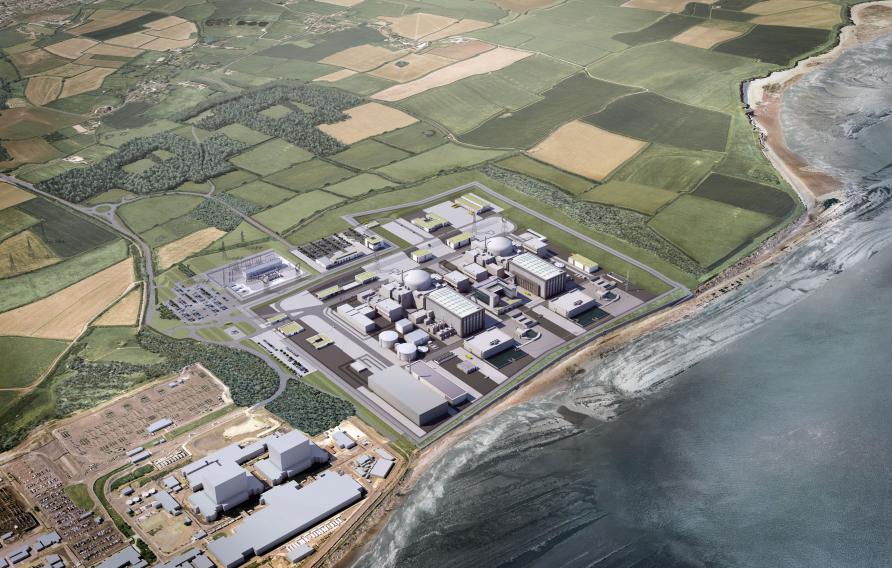 Aerial rendendering of Hinkley Point C nuclear power station