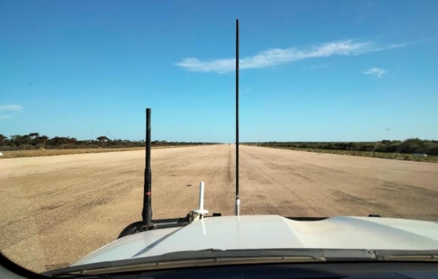 Maralinga airfield from a dashboard
