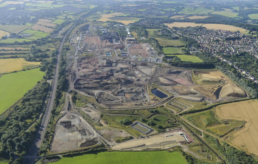 Aerial view of a construction site