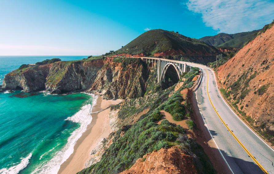 Pacific coastline, view from Highway number 1, California