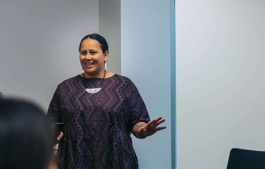 Presenting during Pūhoro STEMM academy launch