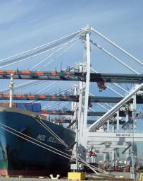 Container ship at Port of Los Angeles