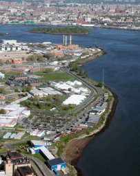 Aerial view of Rikers Island