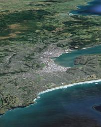 Aerial image of Dunedin in New Zealand