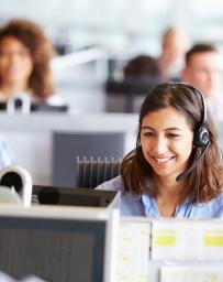 Woman in a call center 